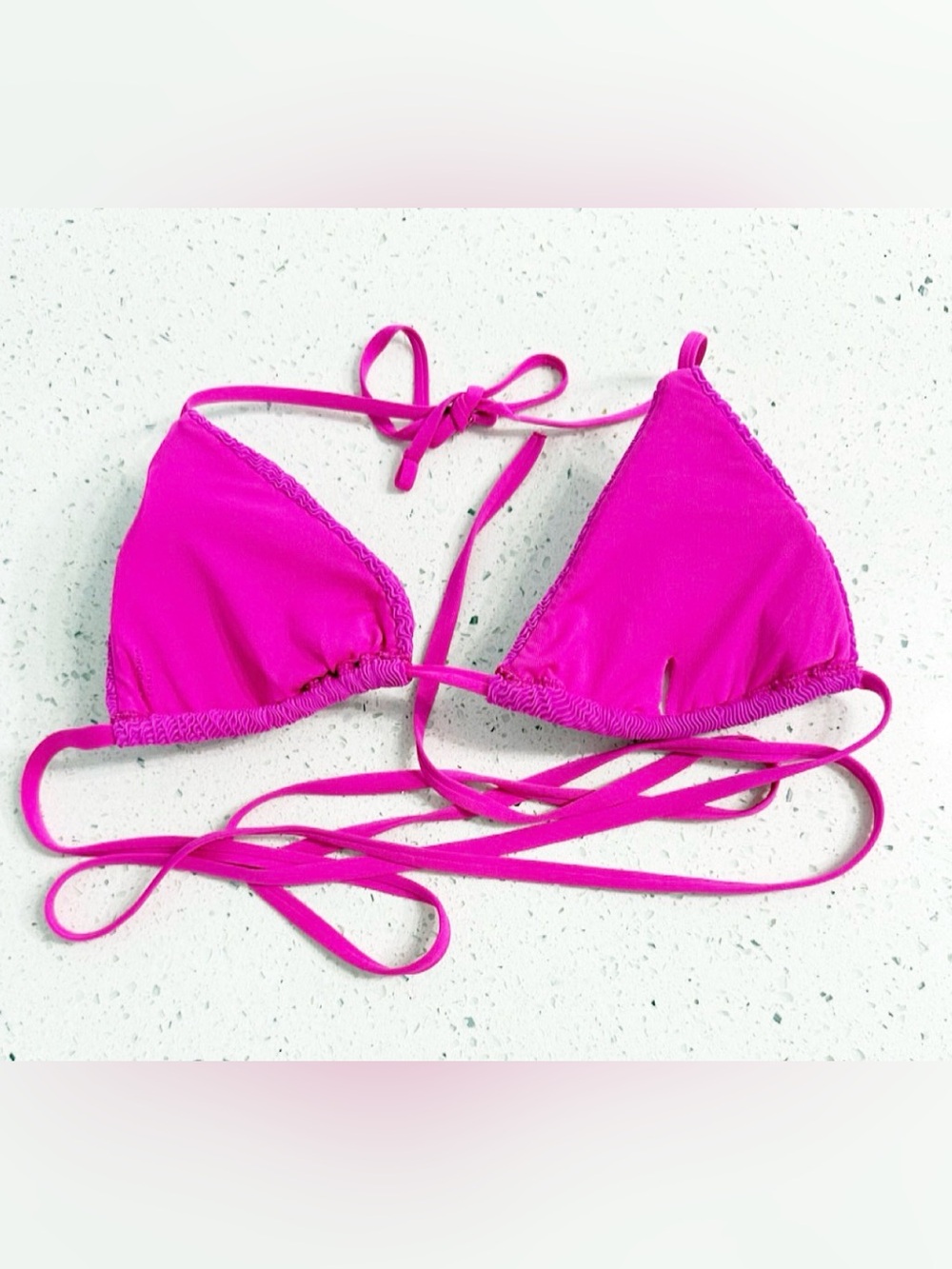 Calzedonia Corey Bikini Set Small Hot Pink Textured Wrap String - Picture 7 of 8